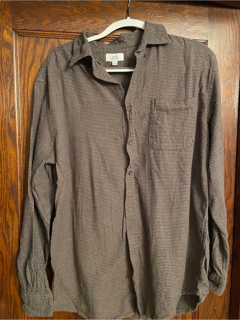 croft & barrow Brown Herringbone Long-Sleeve Button-Down Shirt